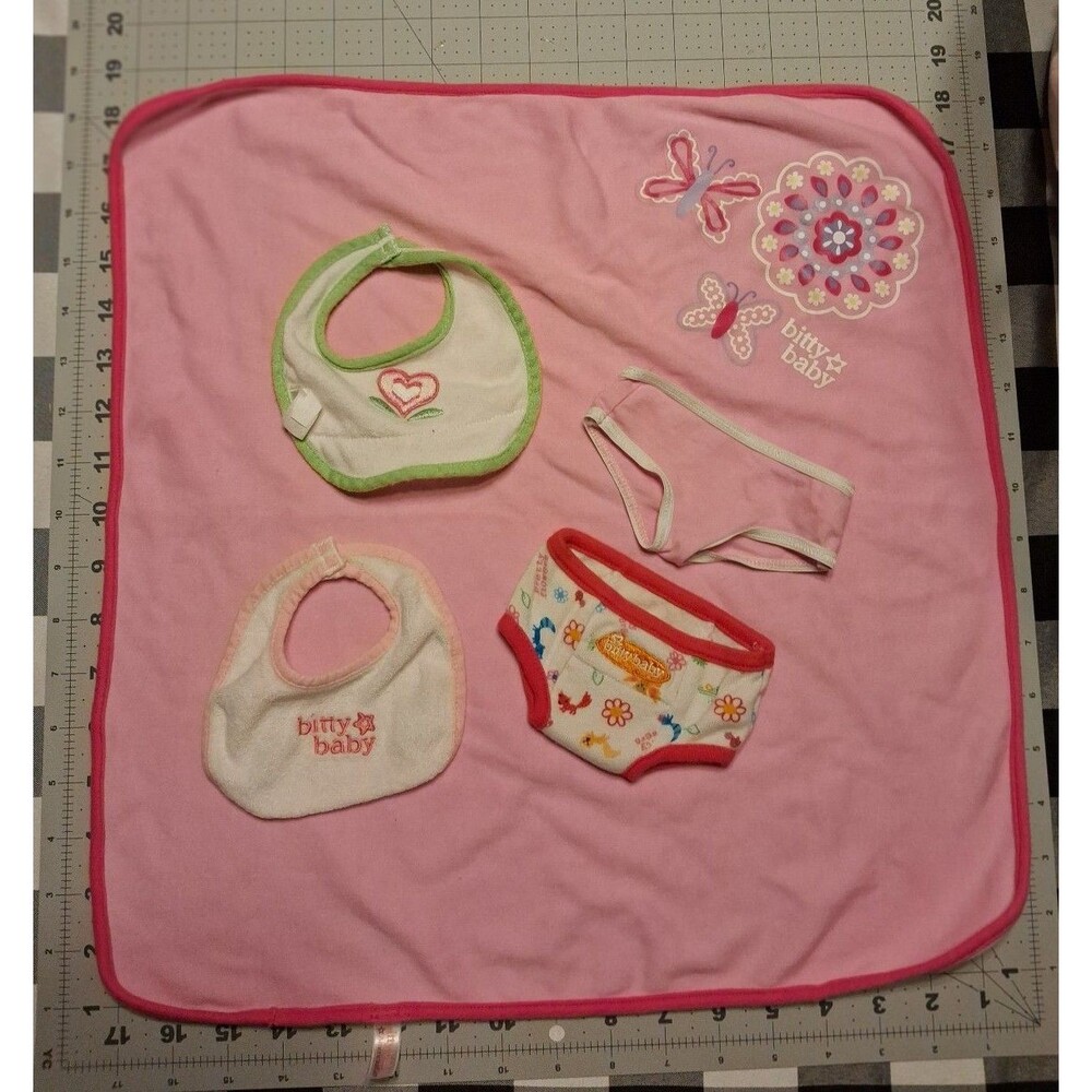 American Girl Bitty Baby Blanket bib undies lot